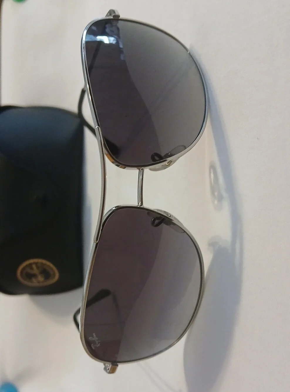 Ray-Ban RB3267 Aviator Sunglasses Silver Frame Gray Gradient Lenses 64mm